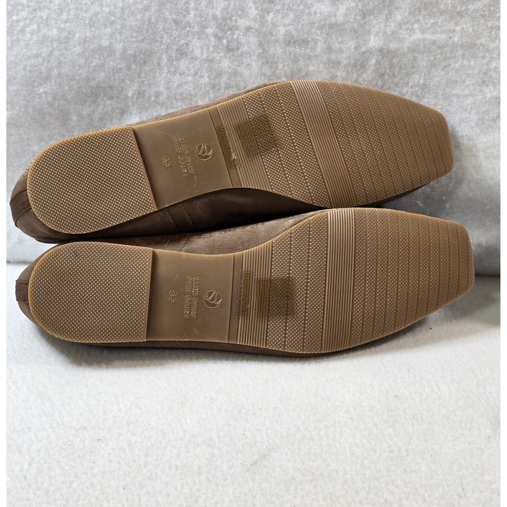 Oasis Society Brown Velvet Ballet Flats Mary Jane Vegan Leather Bow Shoes US 8.5